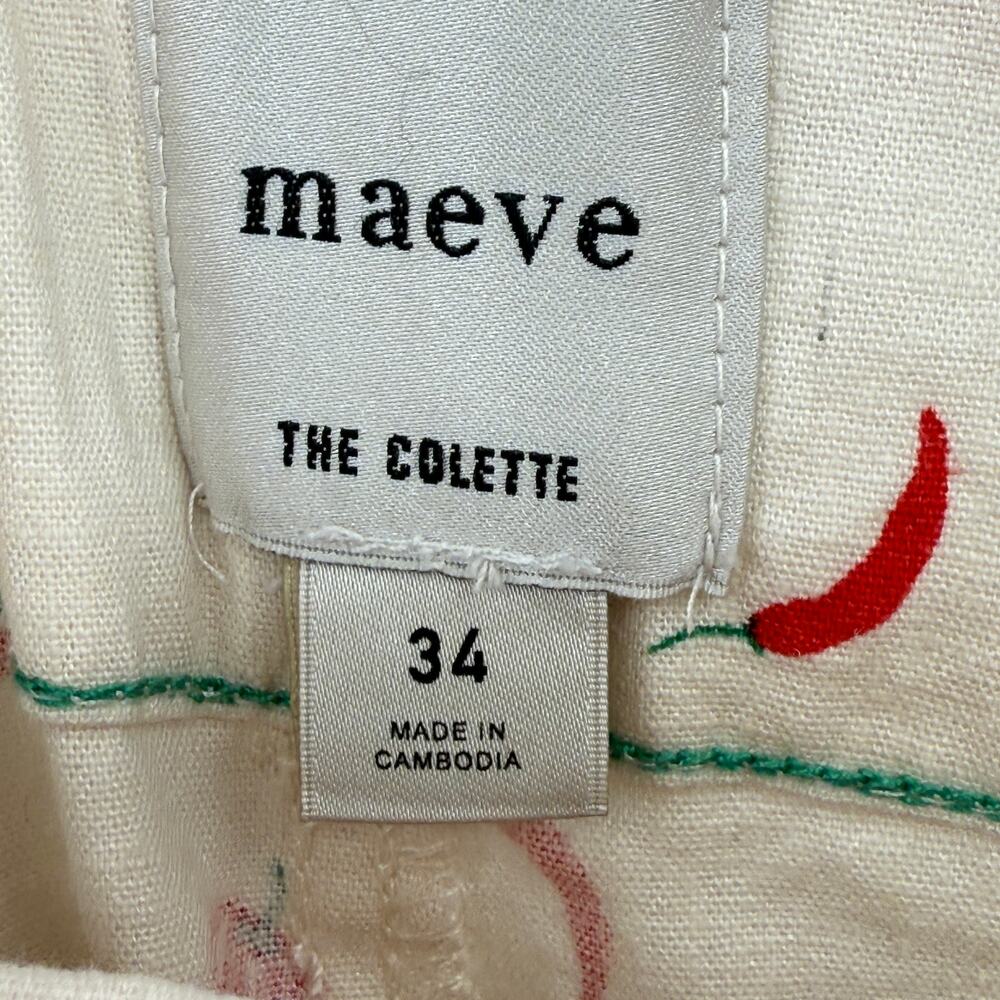 Maeve Cream Wide-Leg Pants with Red Cherry Print - Picture 6 of 7